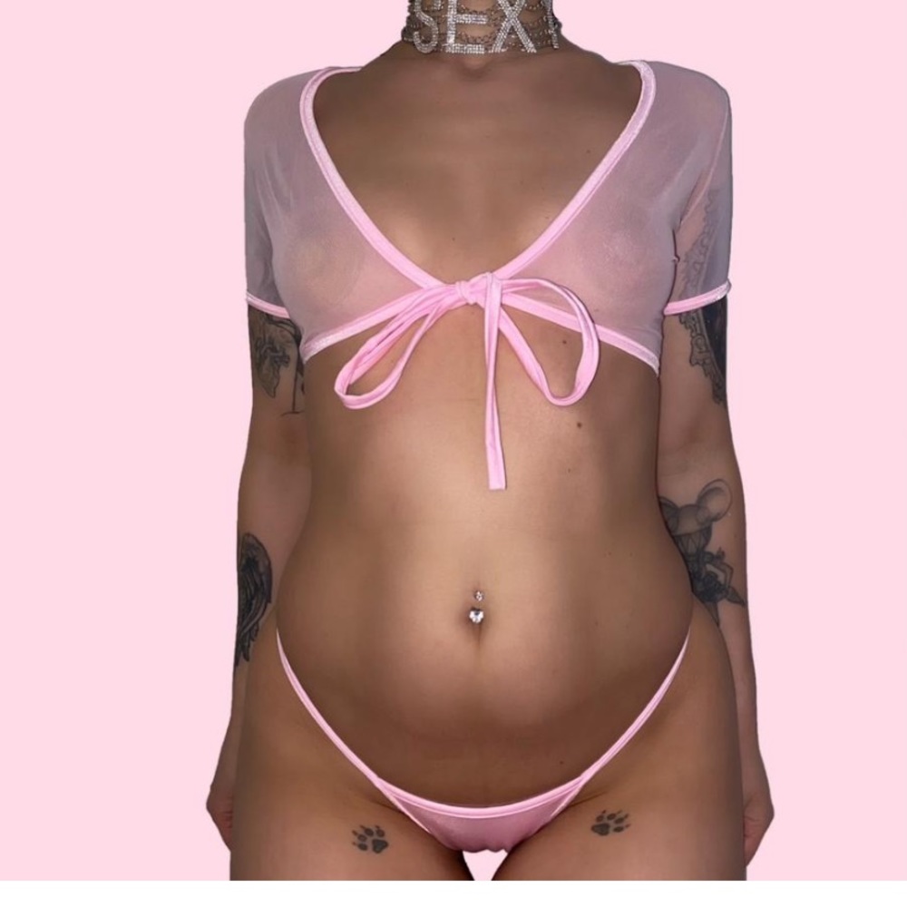Pink see thru fit
